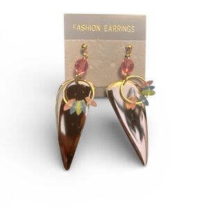 Abstract Tulip Pink and Gold Earrings